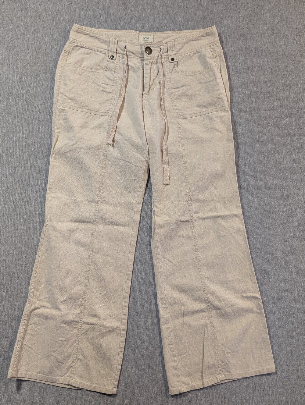 Jacob Connexion Linen Wide Leg Pants Women's 9/10 Cream Flare